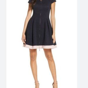 Eliza J – Zip Front Ponte Fit & Flare Dress NWT
